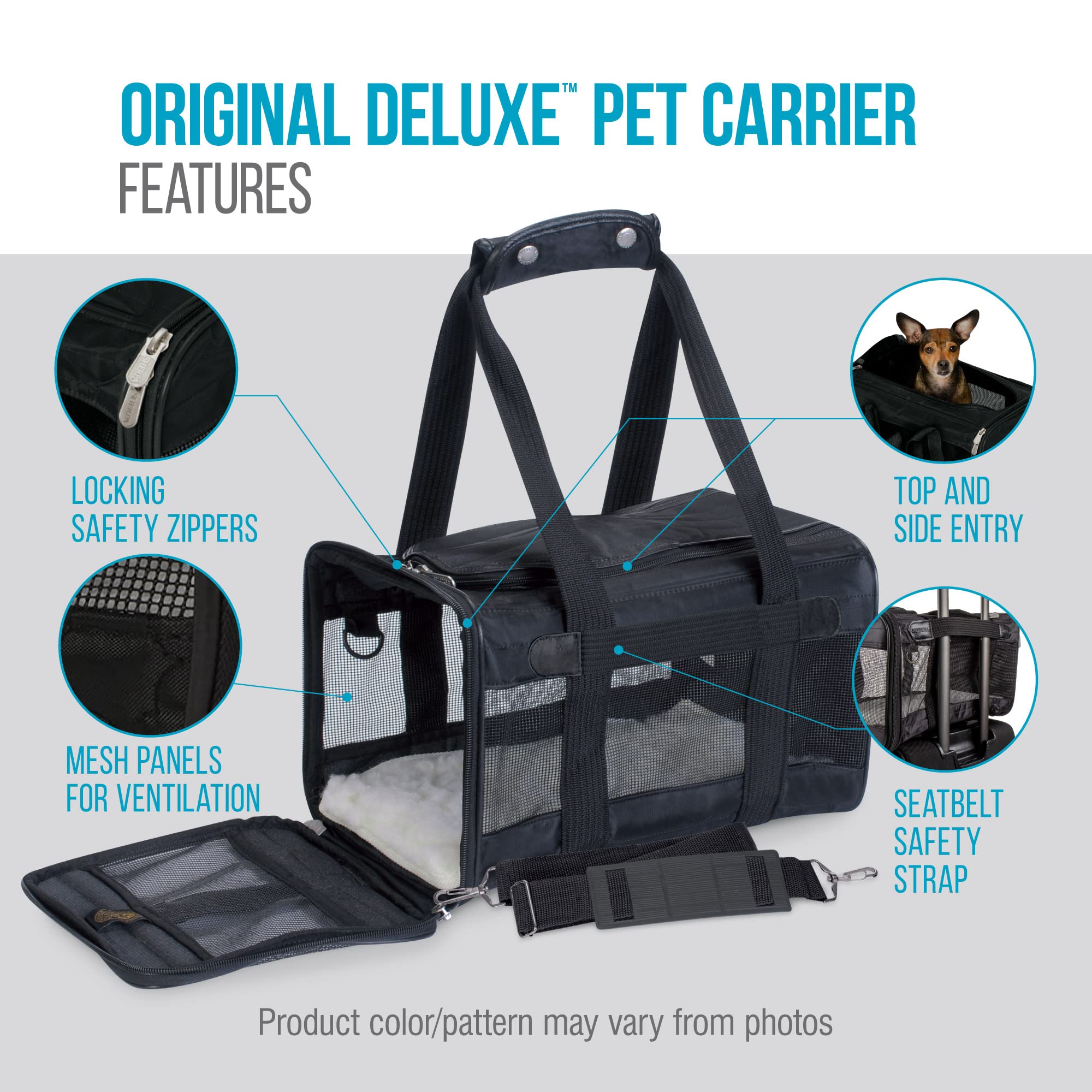 Sherpa Original Deluxe Medium removable-base-liner keeps interior clean
