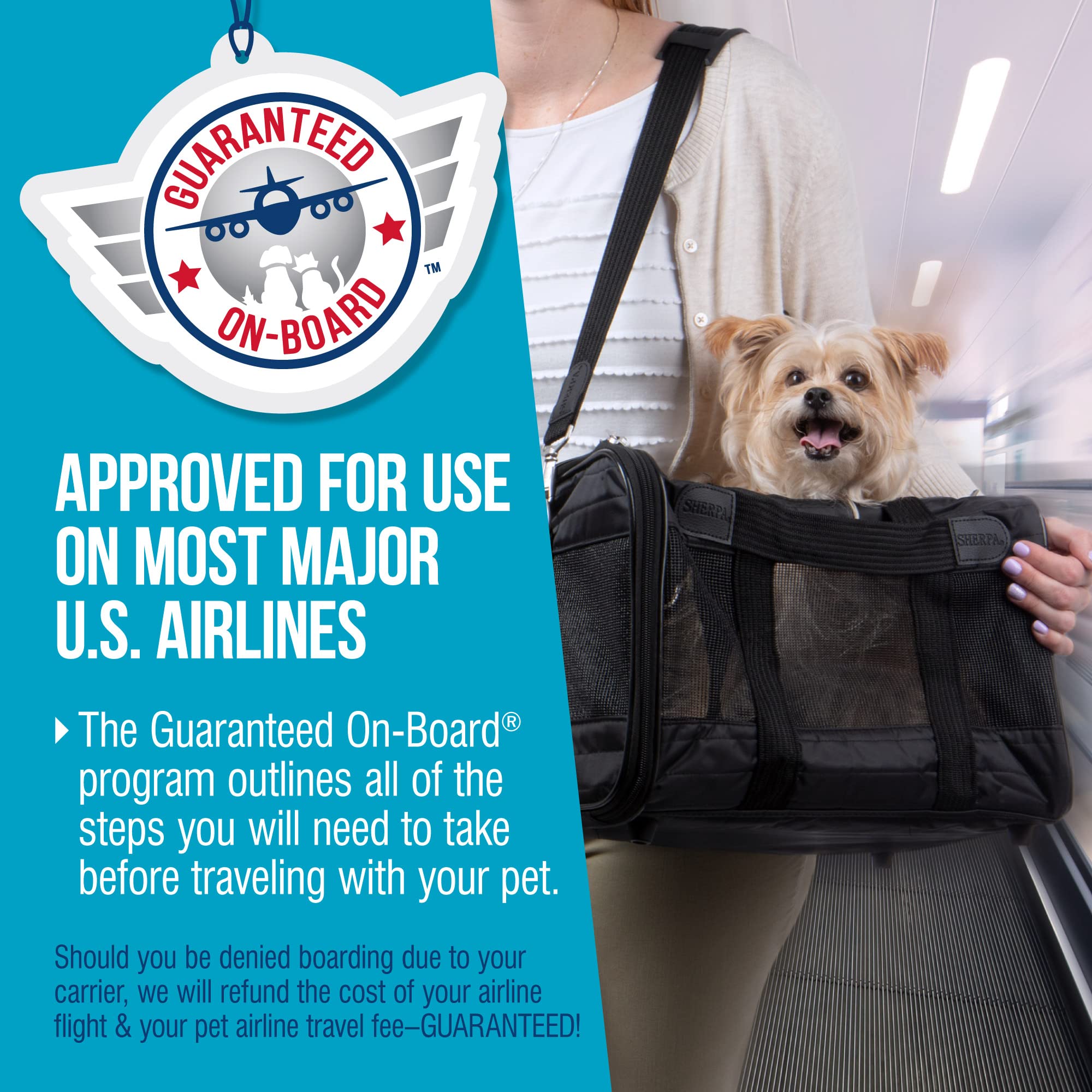 Sherpa Original Deluxe Medium side-entry access for convenient pet entry