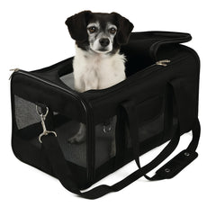 Sherpa Original Deluxe Carrier large front view, showing durable build for pet travel.