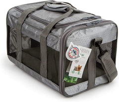 Sherpa To Go Travel Pet Carrier gray front view ideal for in-cabin travel.