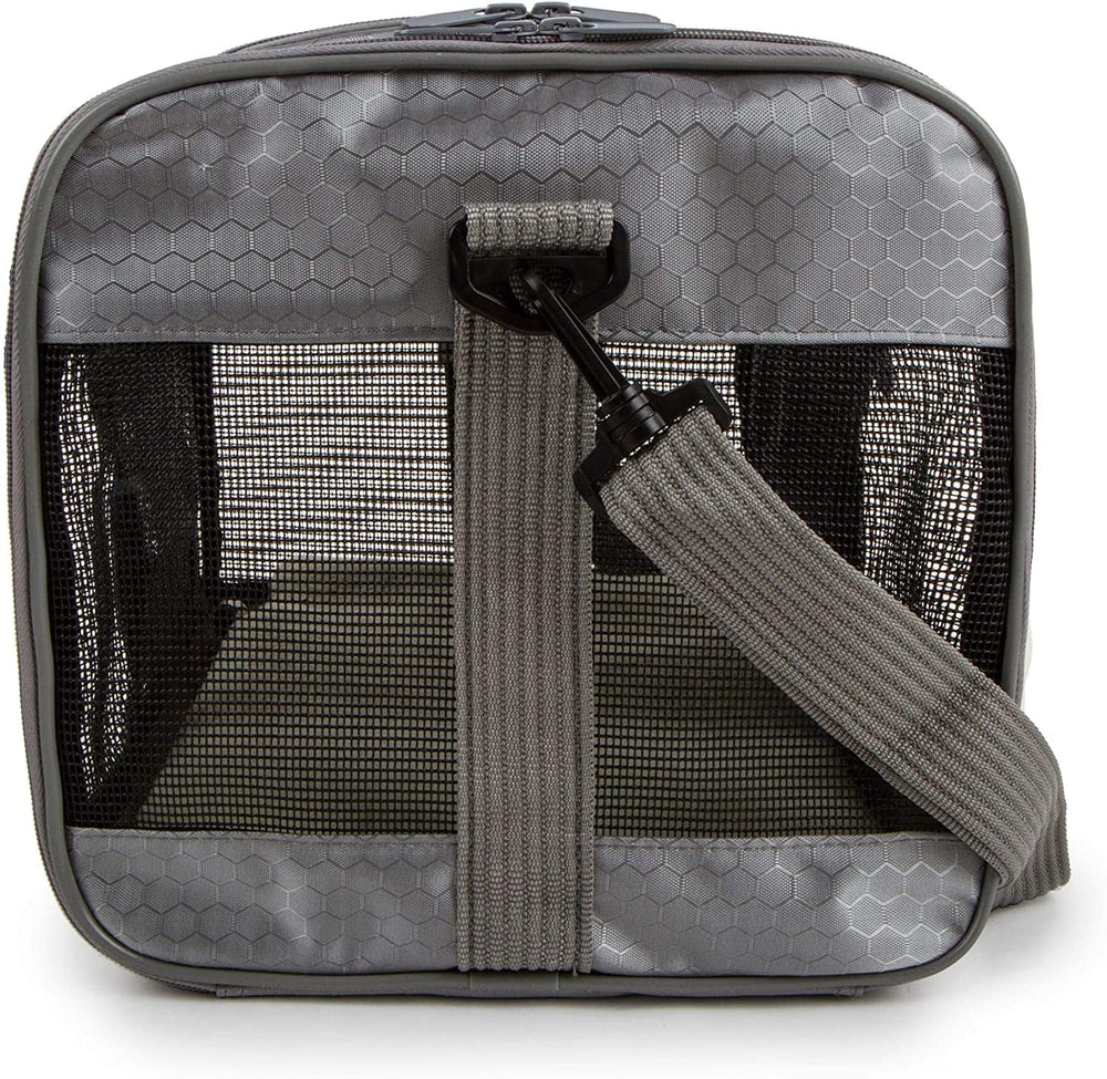 Sherpa To Go Travel Pet Carrier gray luggage strap for travel versatility.