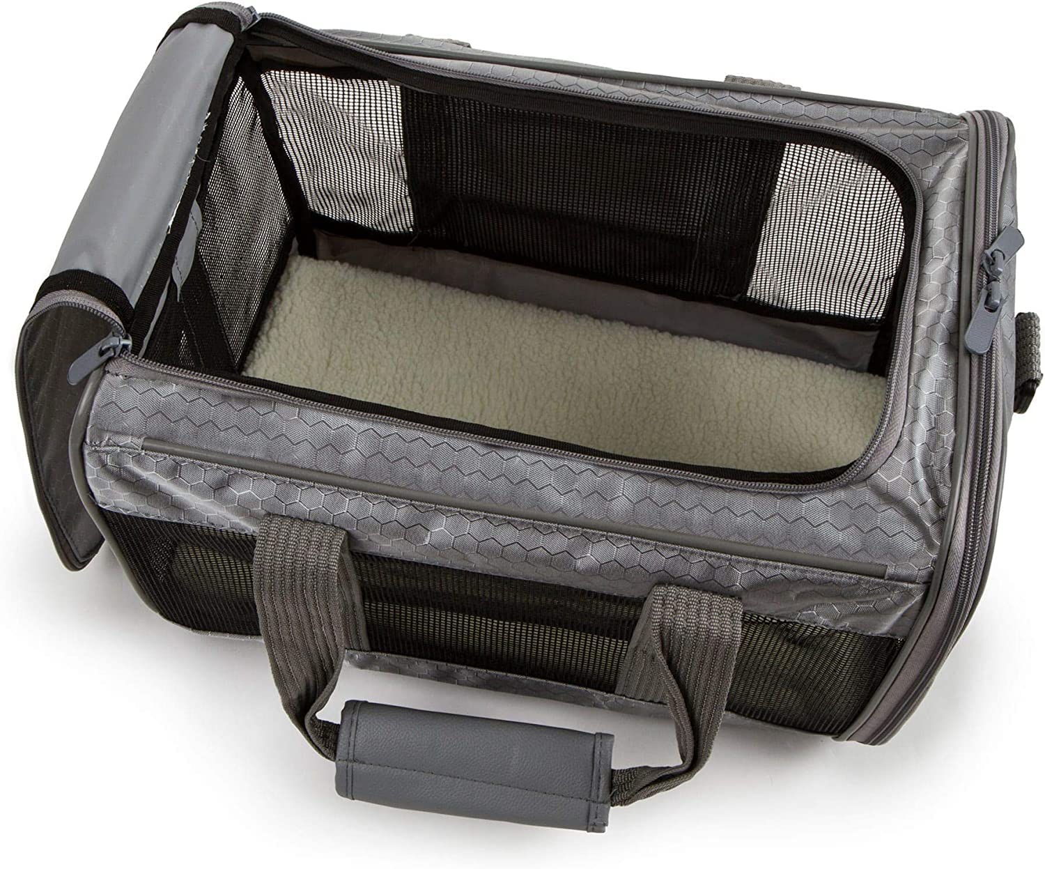 Sherpa To Go Travel Pet Carrier gray removable liner easy cleaning.
