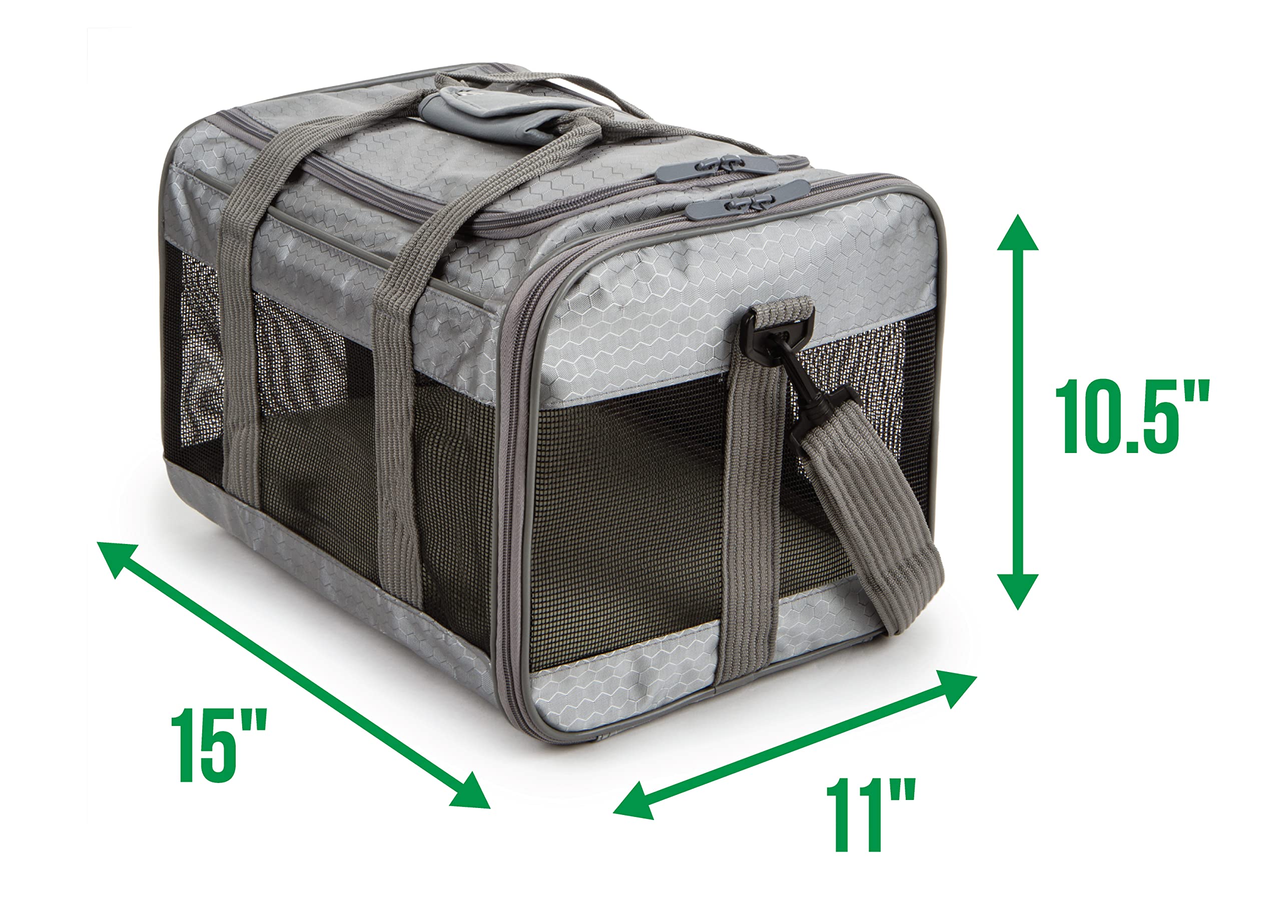 Sherpa To Go Travel Pet Carrier gray side-entry shows easy loading.