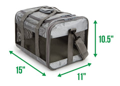 Sherpa To Go Travel Pet Carrier gray side-entry shows easy loading.