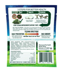 Sherwood Pet Health Prevention Natural Motility tablets highlight chew-friendly texture for rabbits and other small pets.