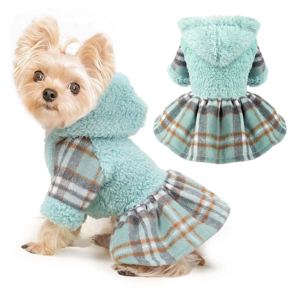 Shifenmei dog hoodie small plaid warmth keeps small dogs comfy on cold walks