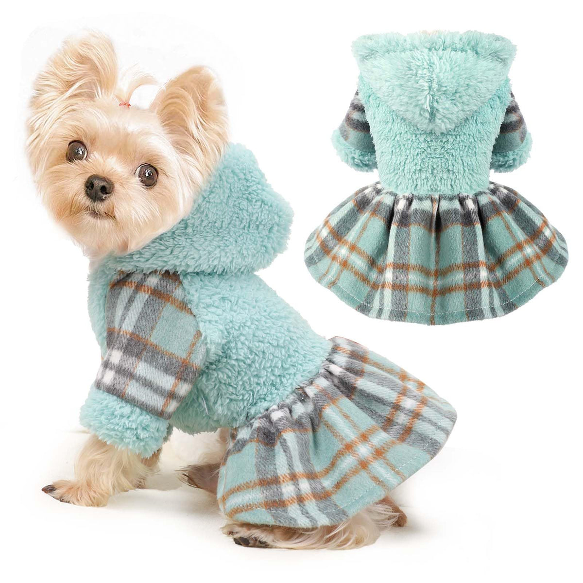Shifenmei dog hoodie small plaid warmth keeps small dogs comfy on cold walks