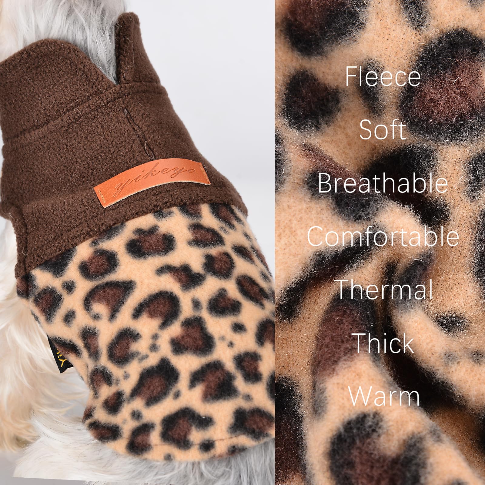 Shifenmei leopard-print dog sweater style for fashionable, snug warmth during outings.