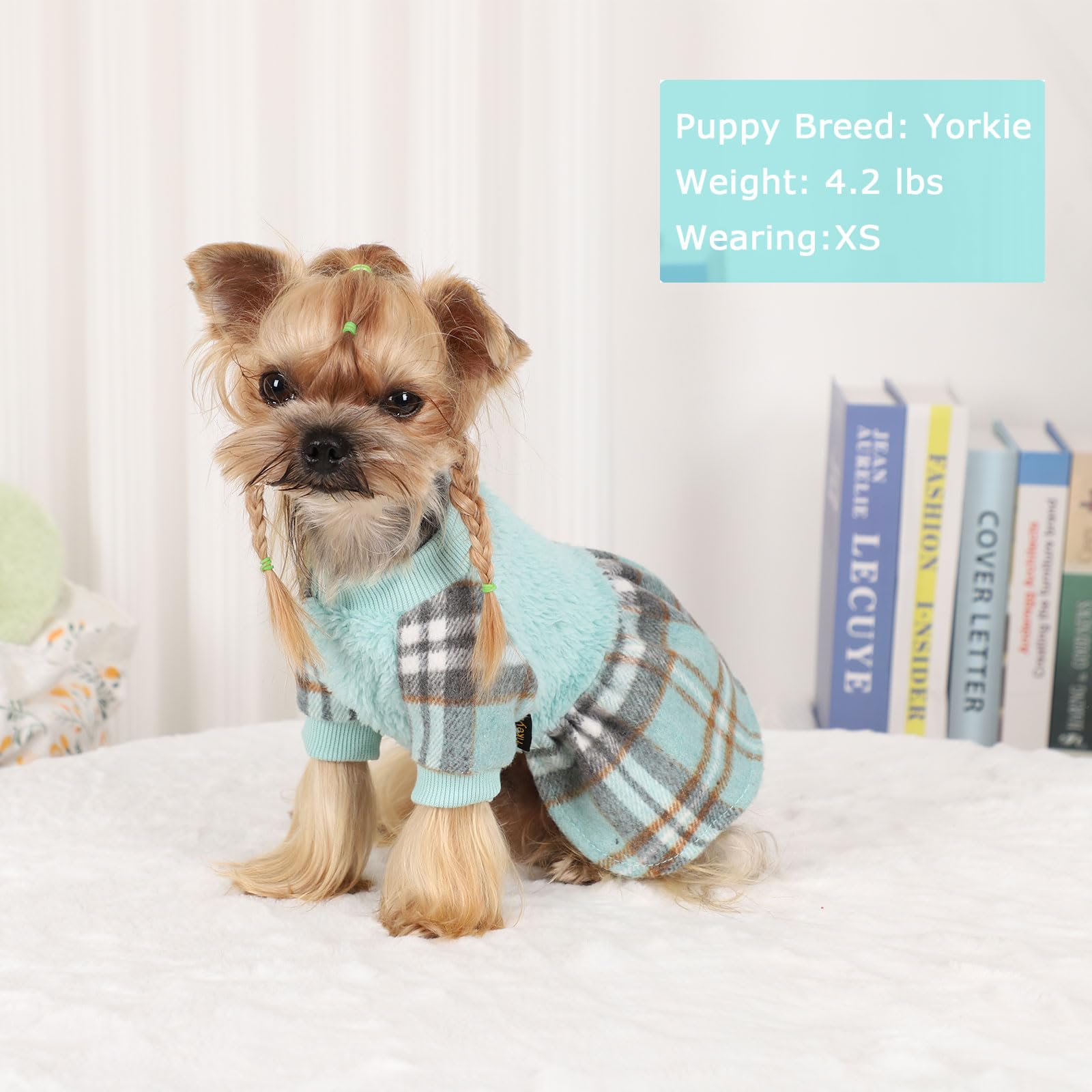 Shifenmei dog sweater pink plaid fashion for stylish small dogs