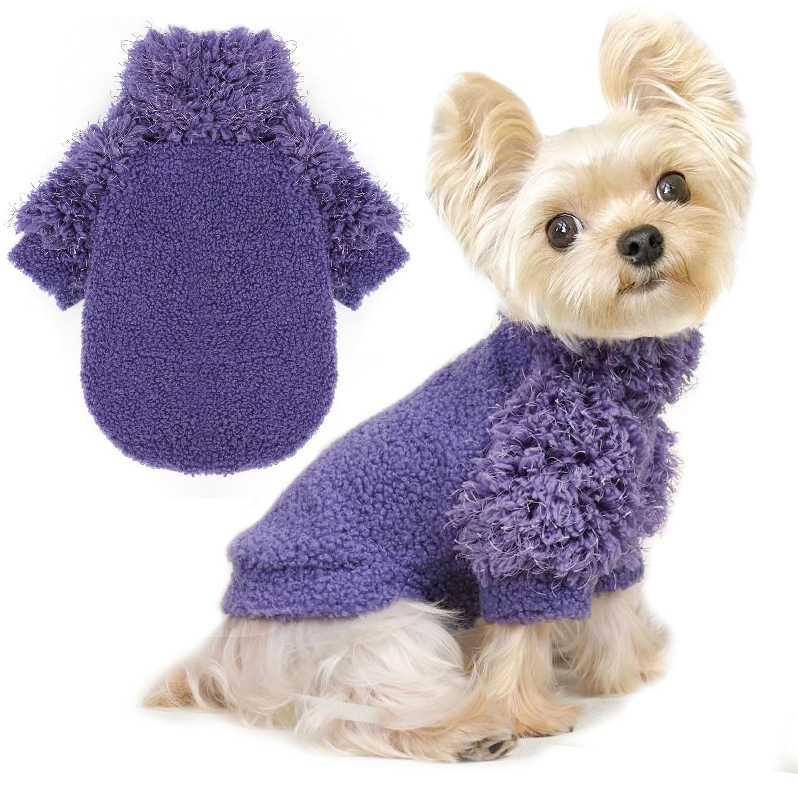 Shifenmei dog sweater pullover front view keeps small dogs warm on chilly strolls.
