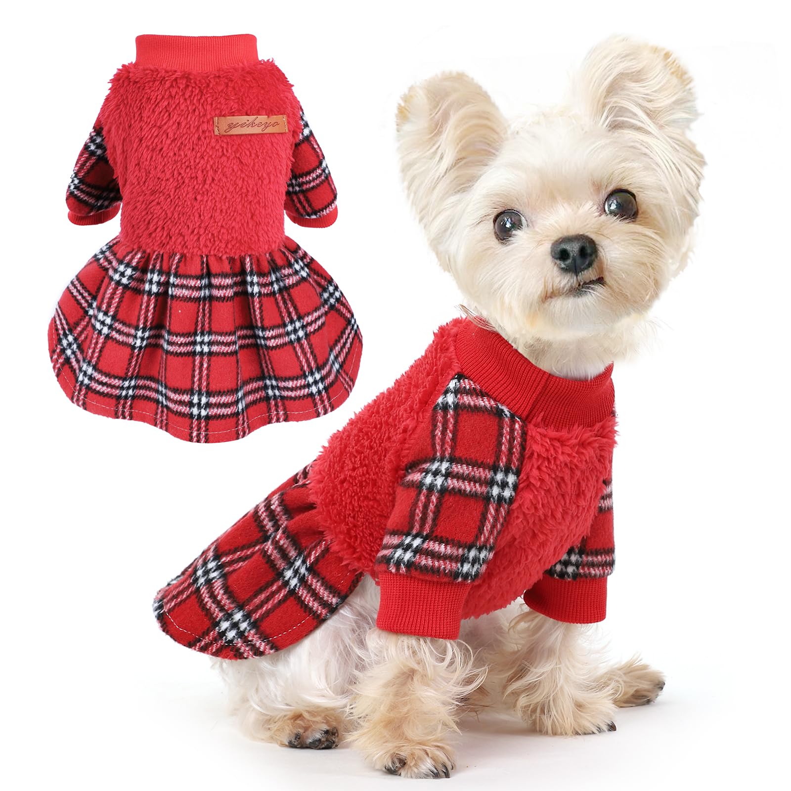 Shifenmei dog sweater red XS front view showcases cozy warmth for small dogs.