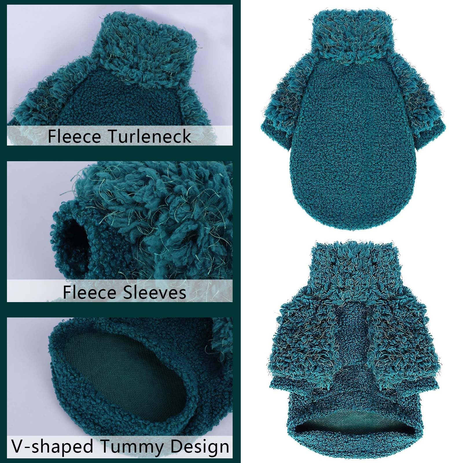 Shifenmei fleece vest style sweater on small dog illustrates easy wear and secure fit.