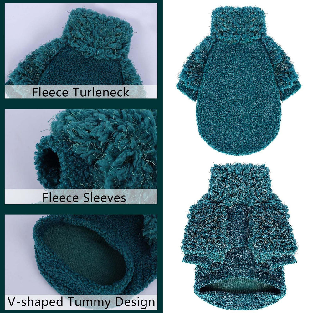Shifenmei fleece vest style sweater on small dog illustrates easy wear and secure fit.