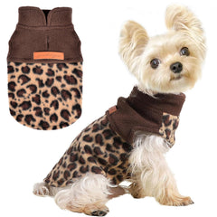 Shifenmei leopard dog sweater close-up fleece highlighting cozy warmth for small pets.