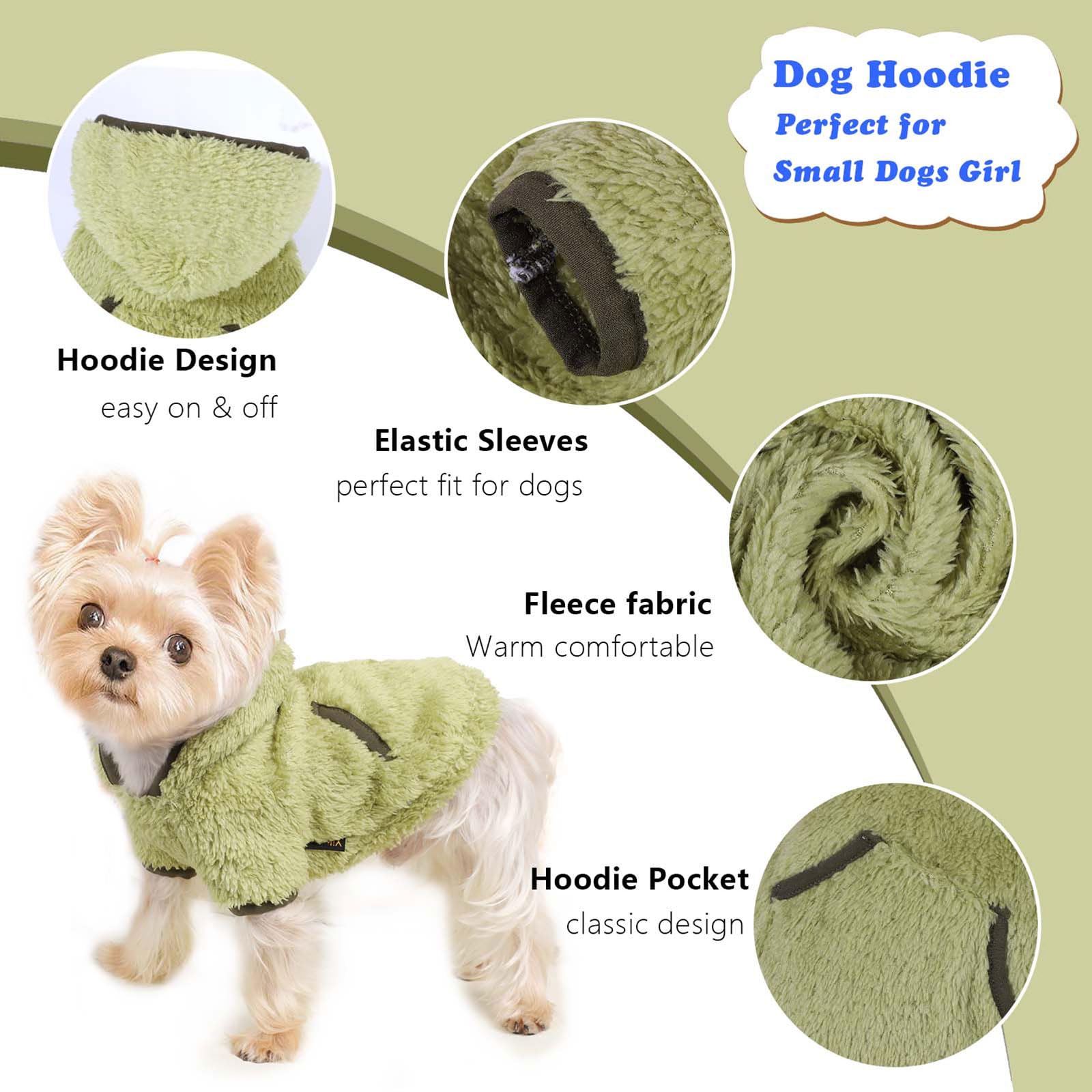 Shifenmei puppy winter coat green provides warmth indoors or outdoors.