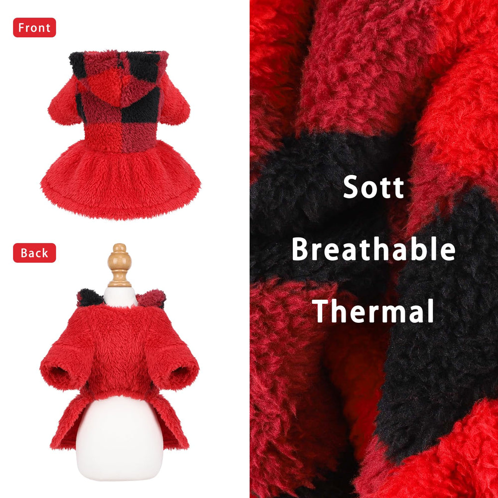 Shifenmei soft fleece hoodie keeps small dogs warm indoors and outdoors.