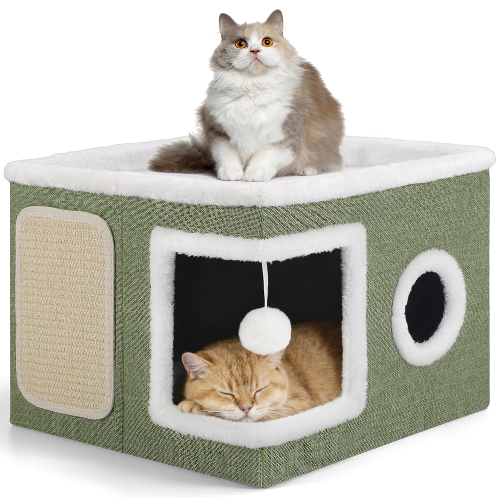 Shikha cat bed cozy-condo offers a snug hideout for indoor cats.