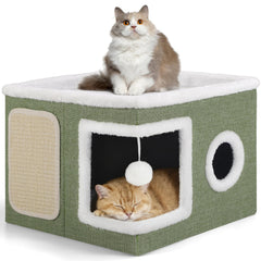 Shikha cat bed cozy-condo offers a snug hideout for indoor cats.