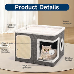 Shikha fluffy ball toy on cat bed adds interactive play and exercise