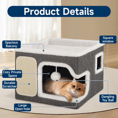 Shikha cat bed fluffy-ball hanging adds playful enrichment and curiosity.