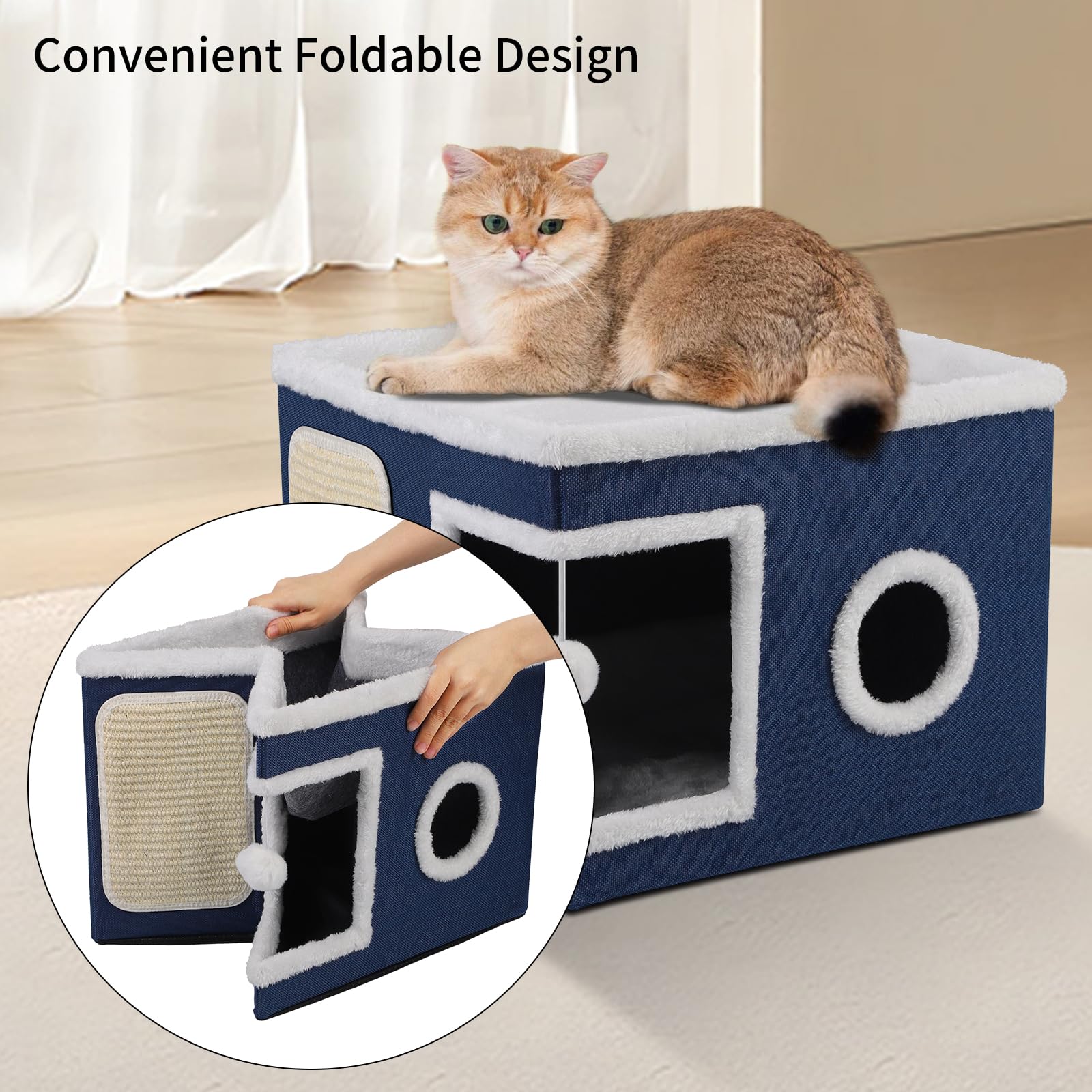 Shikha cat bed foldable blue easy storage and transport