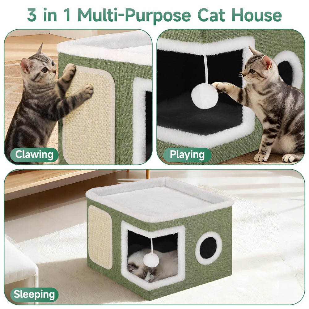 Shikha cat bed hanging-ball adds interactive play and activity.