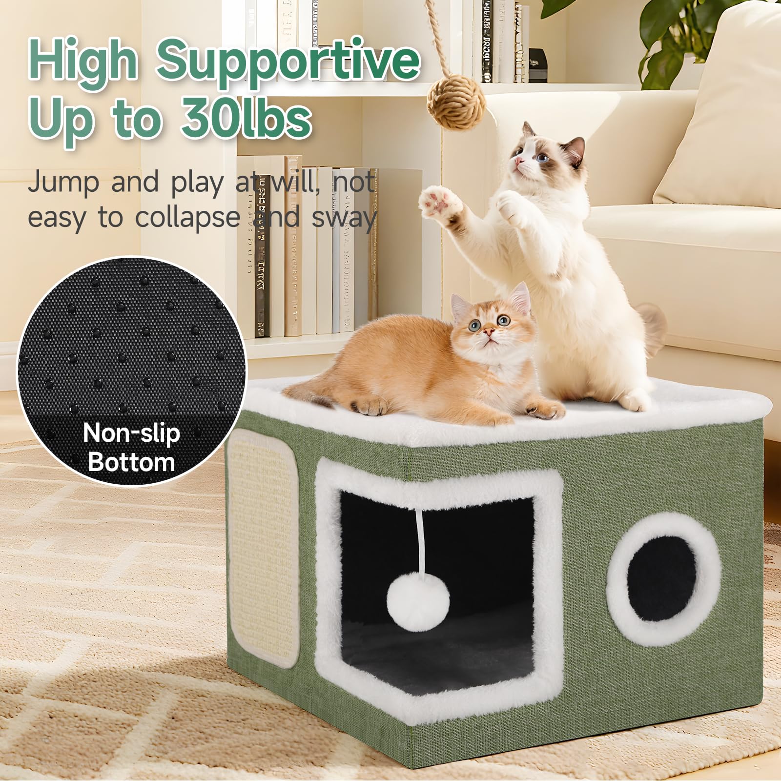 Shikha cat bed round-window provides playful peek view and rest spot.
