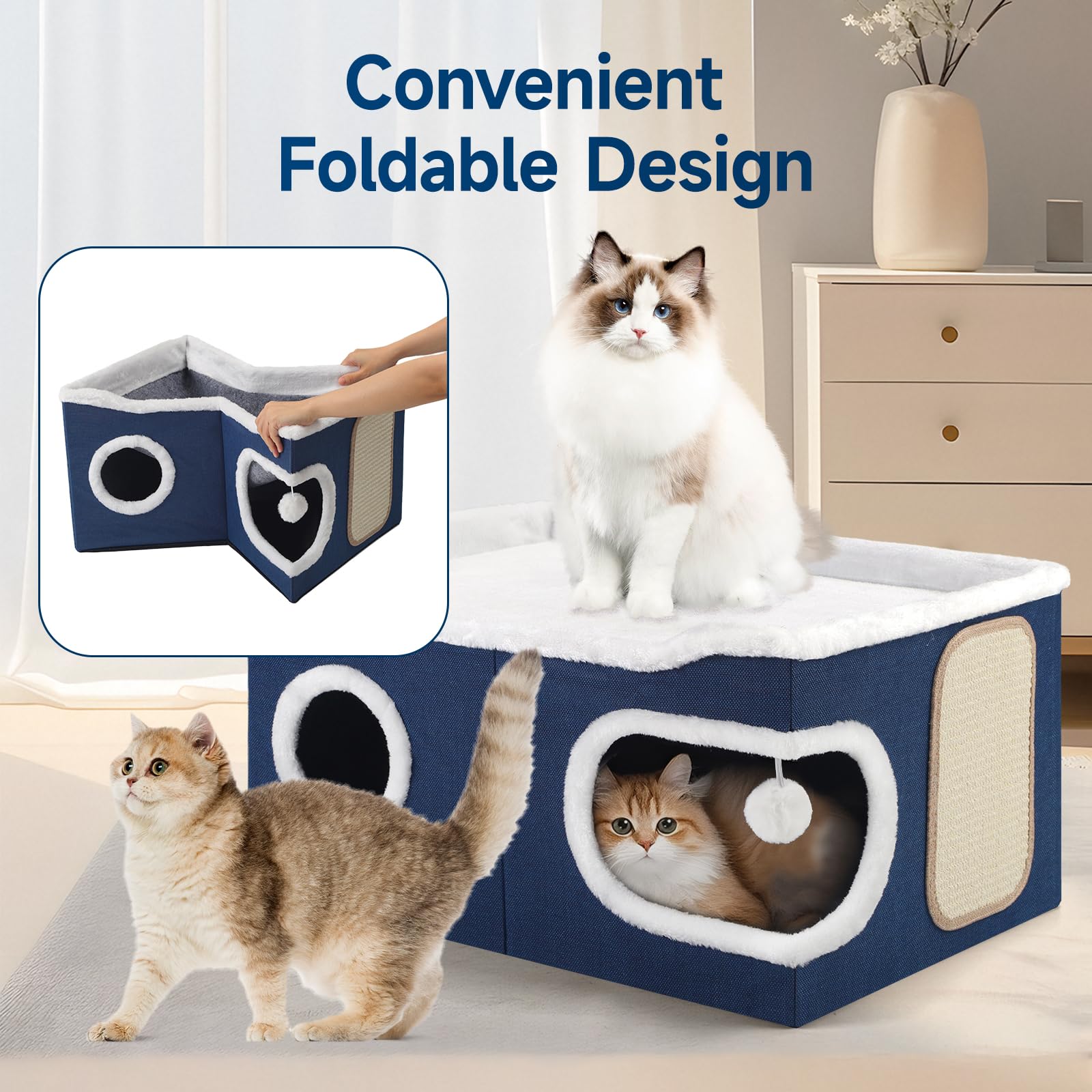 Shikha cat bed spacious-cube-area reveals room to stretch and play.