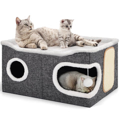 Shikha Cat Beds exterior arc-edge grey shows sturdy design for multi-cat lounging.
