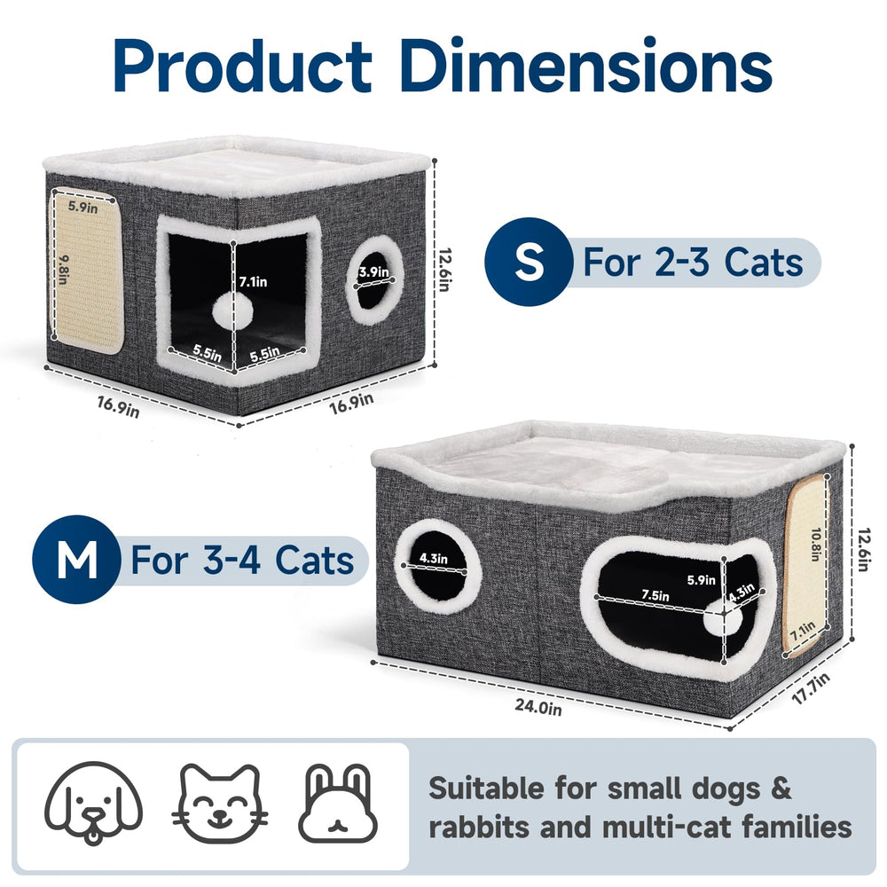 Shikha Cat Beds inside cube setup reveals roomy interior for lounging and play.