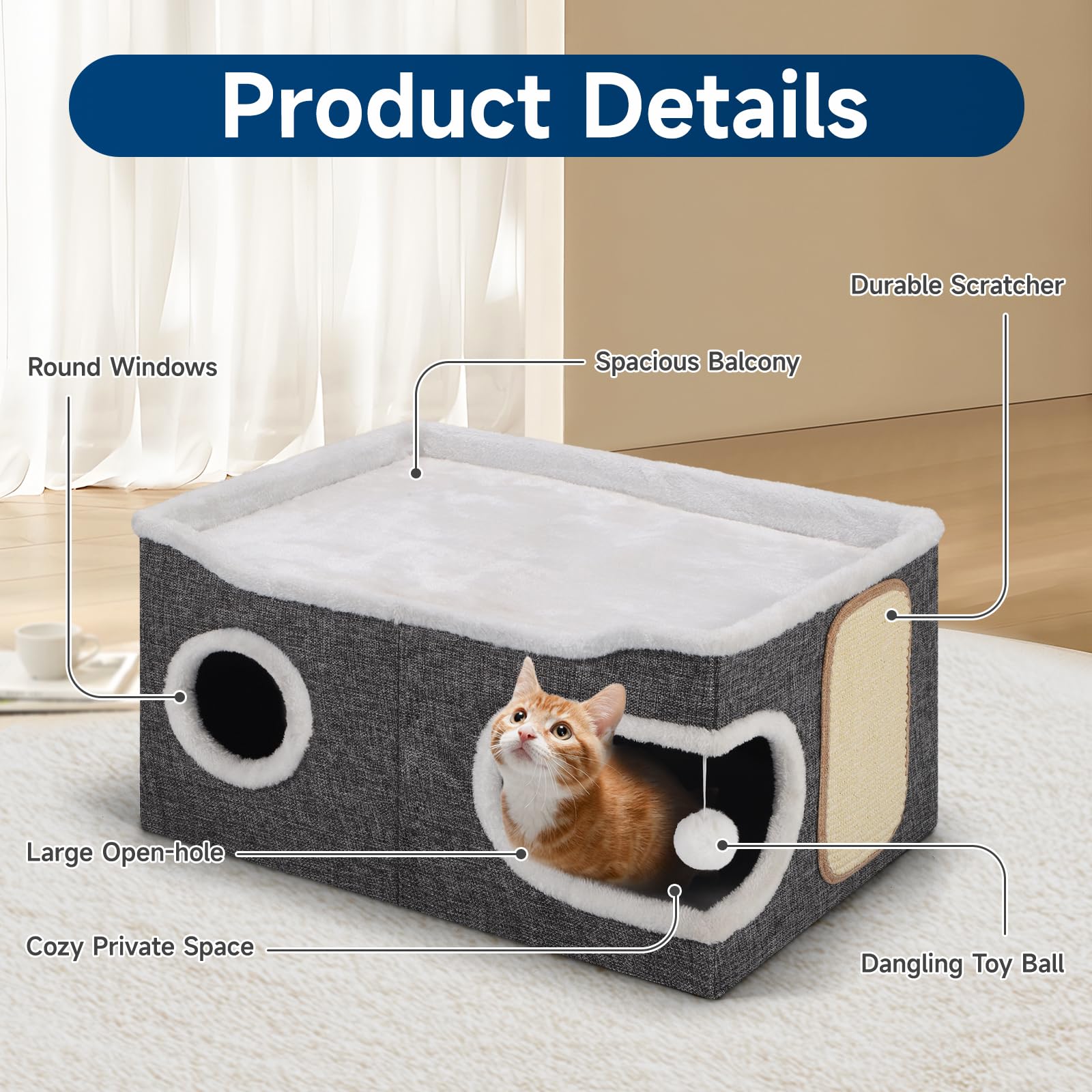 Shikha Cat Beds oval-door-front highlights easy entry and observation perch.