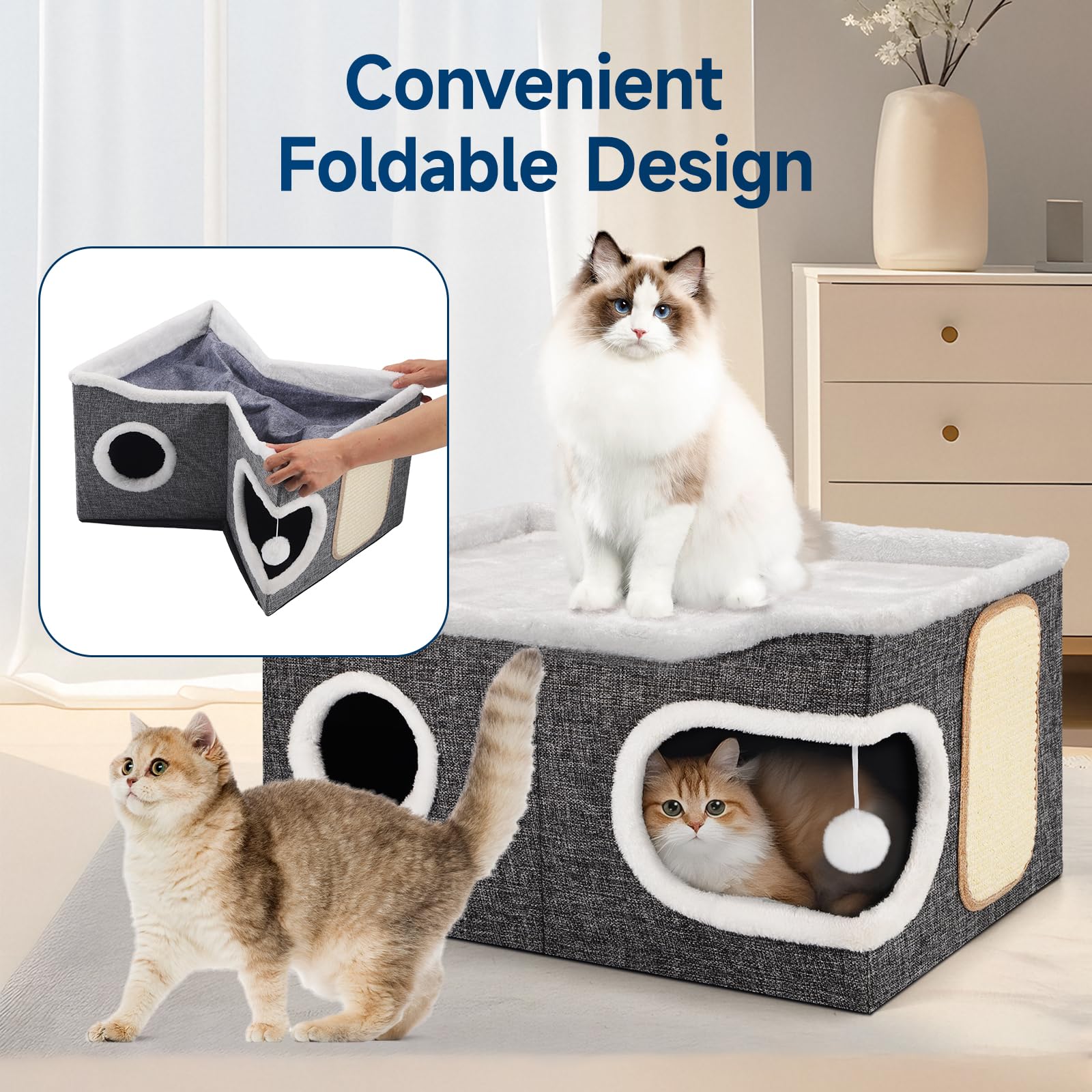 Shikha Cat Beds scratching-pad-feature offers paw-friendly enrichment and claw maintenance.