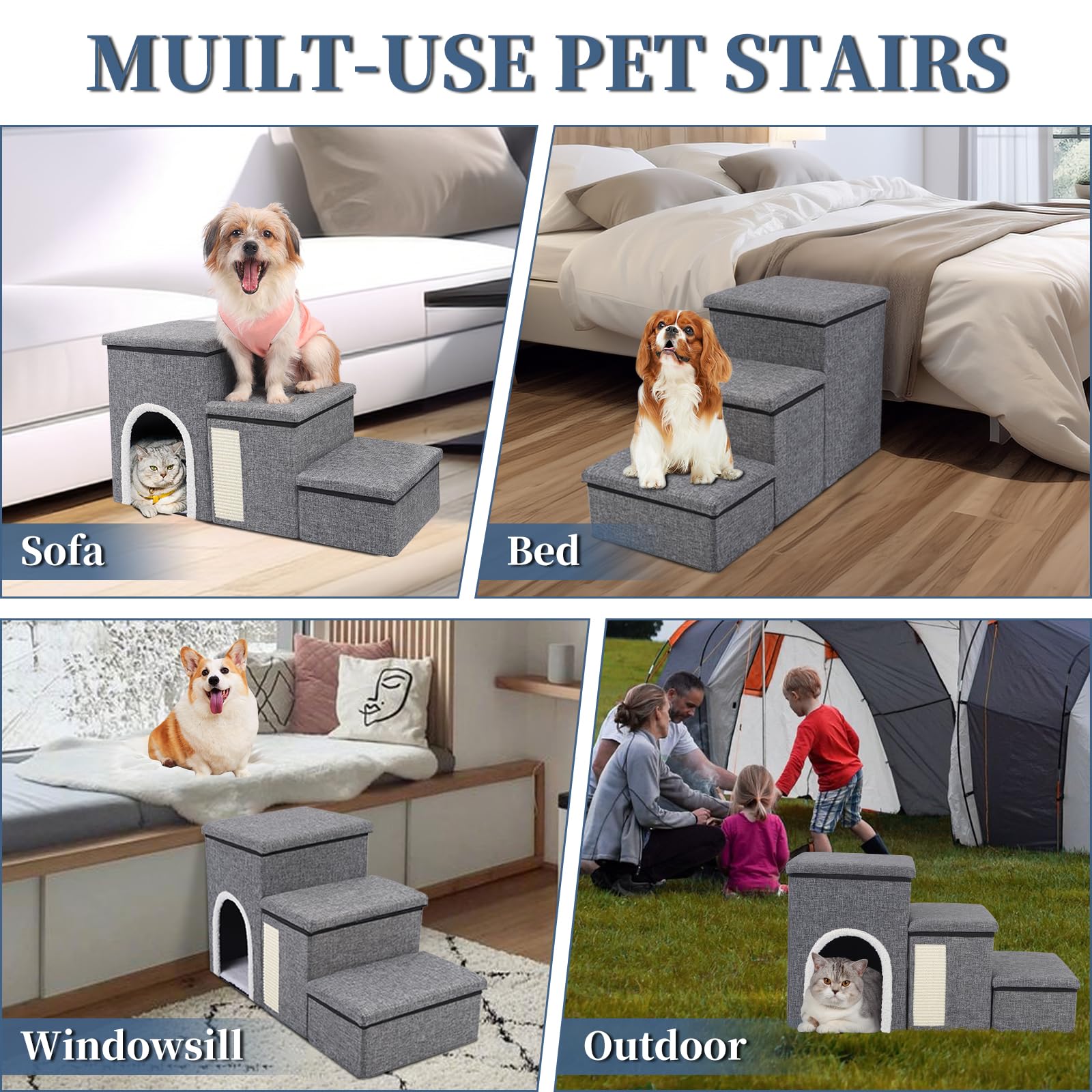 Shikha dog stairs supports up to 180 lbs for sturdy support