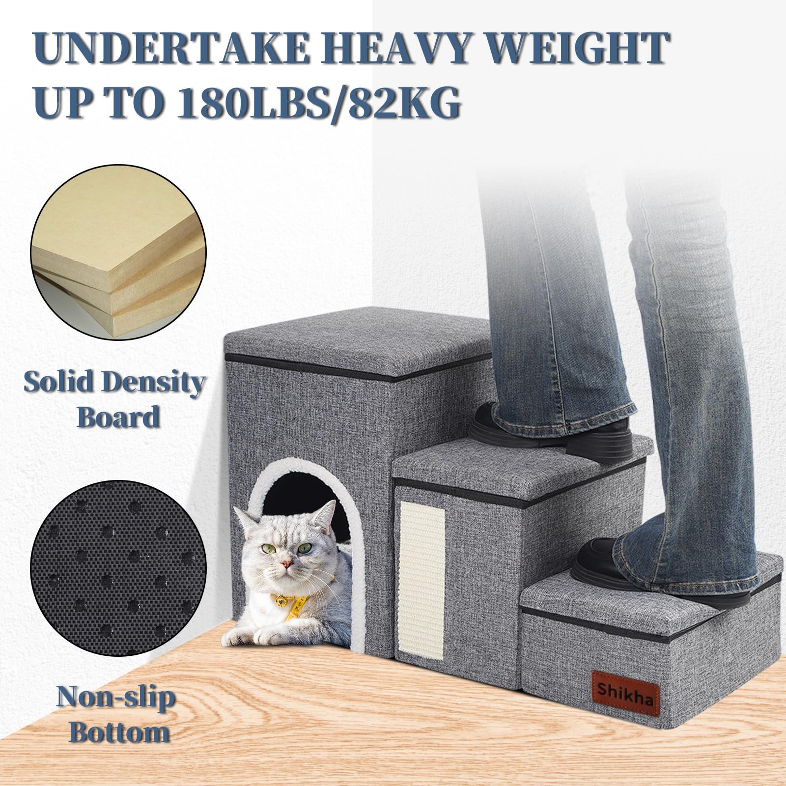 Shikha dog stairs anti slip bottom keeps pets steady