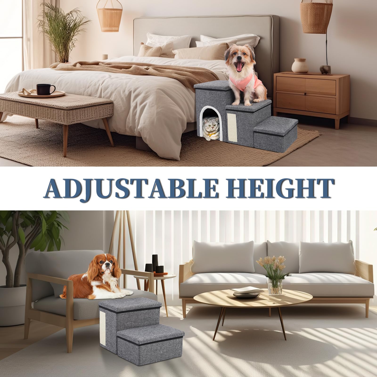 Shikha dog stairs Velcro connected steps for adjustable height