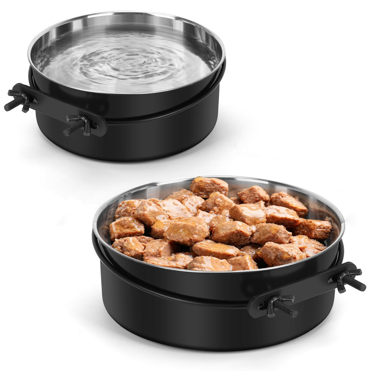 ShineMe dog crate bowl mount; easy installation on kennel bars for mess-free meals.