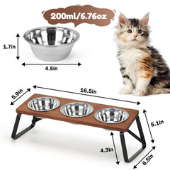 ShineMe elevated cat bowls 3 stainless steel bowls for versatile meals.