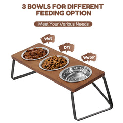 ShineMe elevated cat bowls set up assembly-free for quick use.