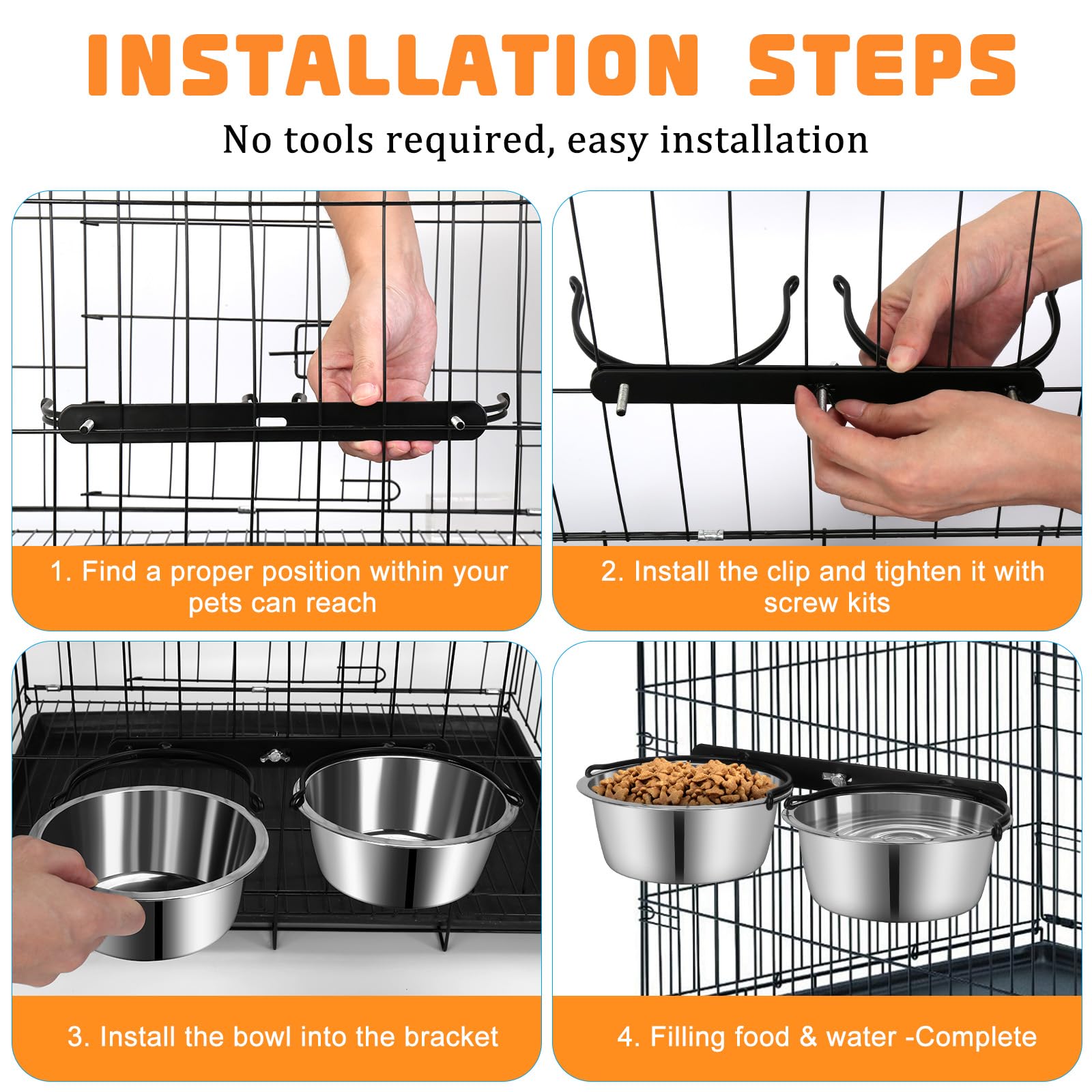 ShineMe crate bowl mounting system shown for easy installation on a cage
