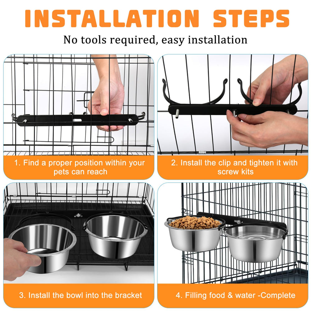 ShineMe crate bowl mounting system shown for easy installation on a cage