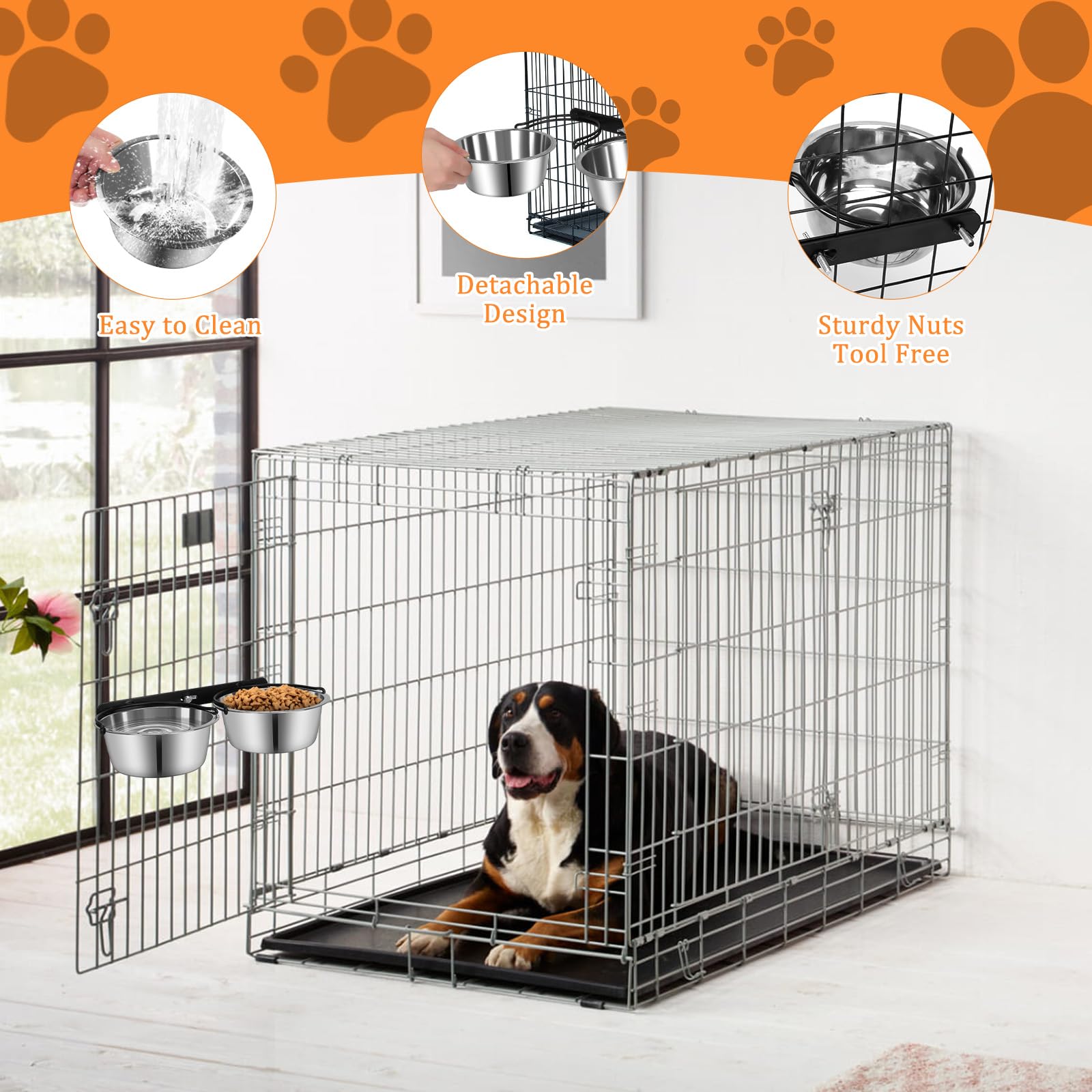 ShineMe crate bowl two-bowls kit ideal for food and water separately
