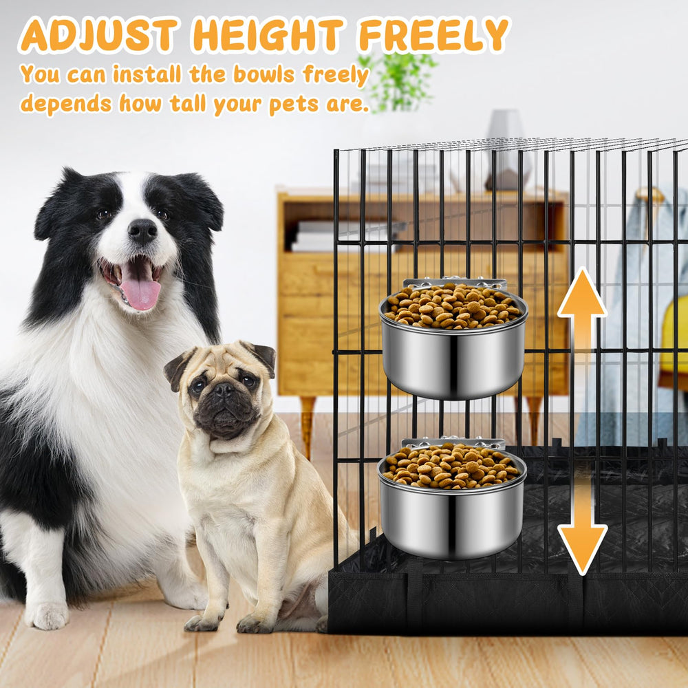 ShineMe dog crate bowl easy-install design keeps bowls stable in crate