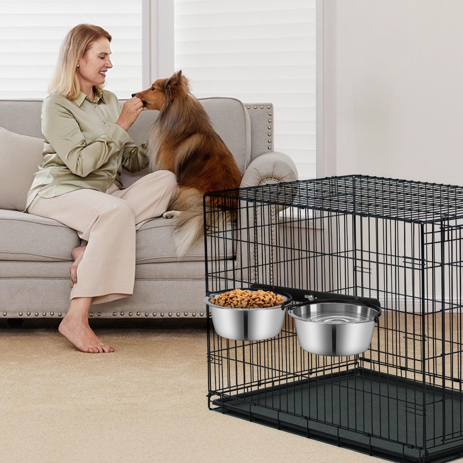 ShineMe small to medium pets using crate bowls in cozy homes