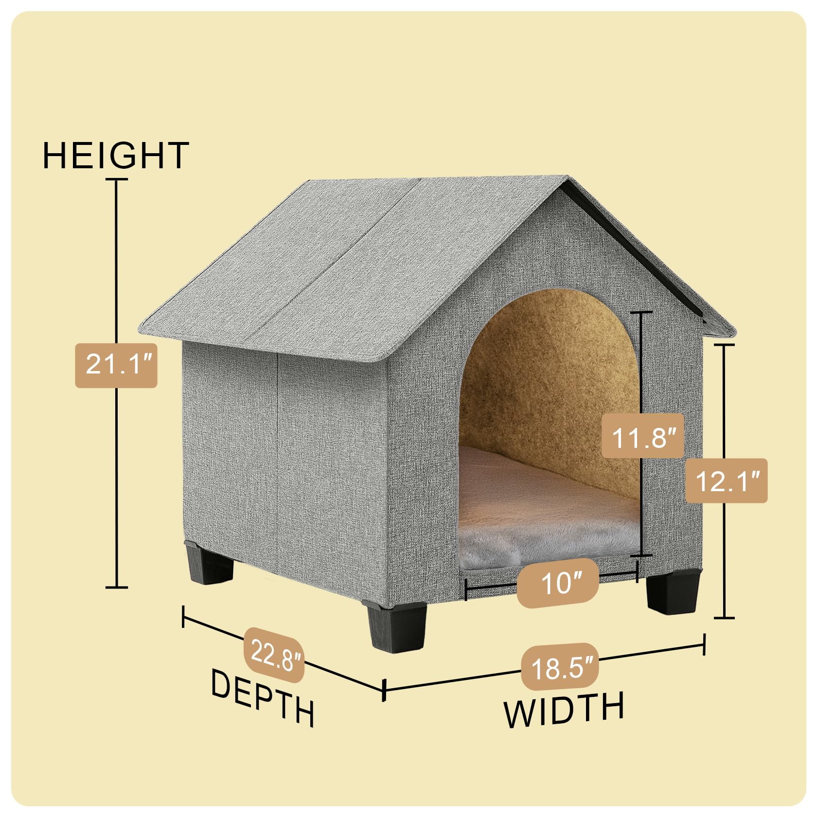 SHINEBBYS Indoor Dog House assembly image highlights quick setup and compact storage.