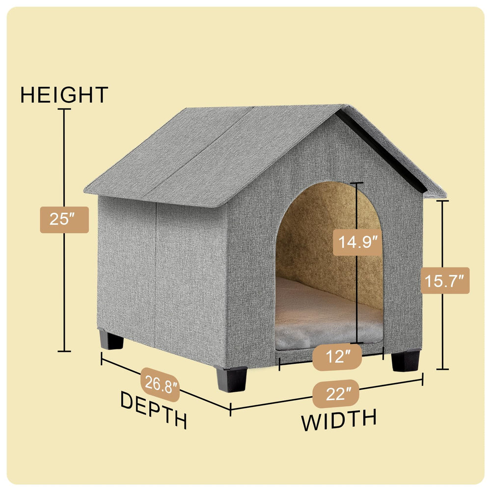 SHINEBBYS indoor dog house assembled with pet enjoying a private den-like space.
