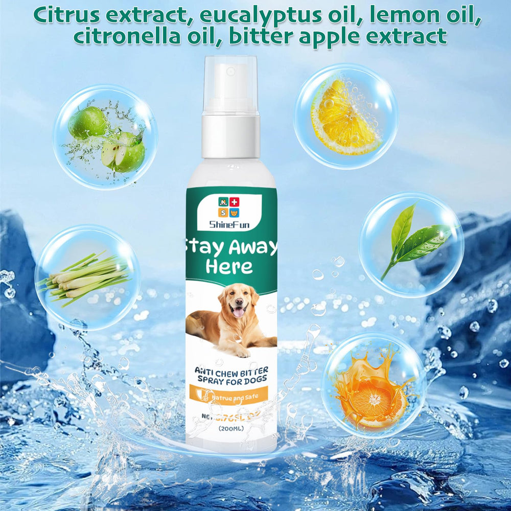 ShineFun No Chew spray ingredients closeup highlighting natural formula