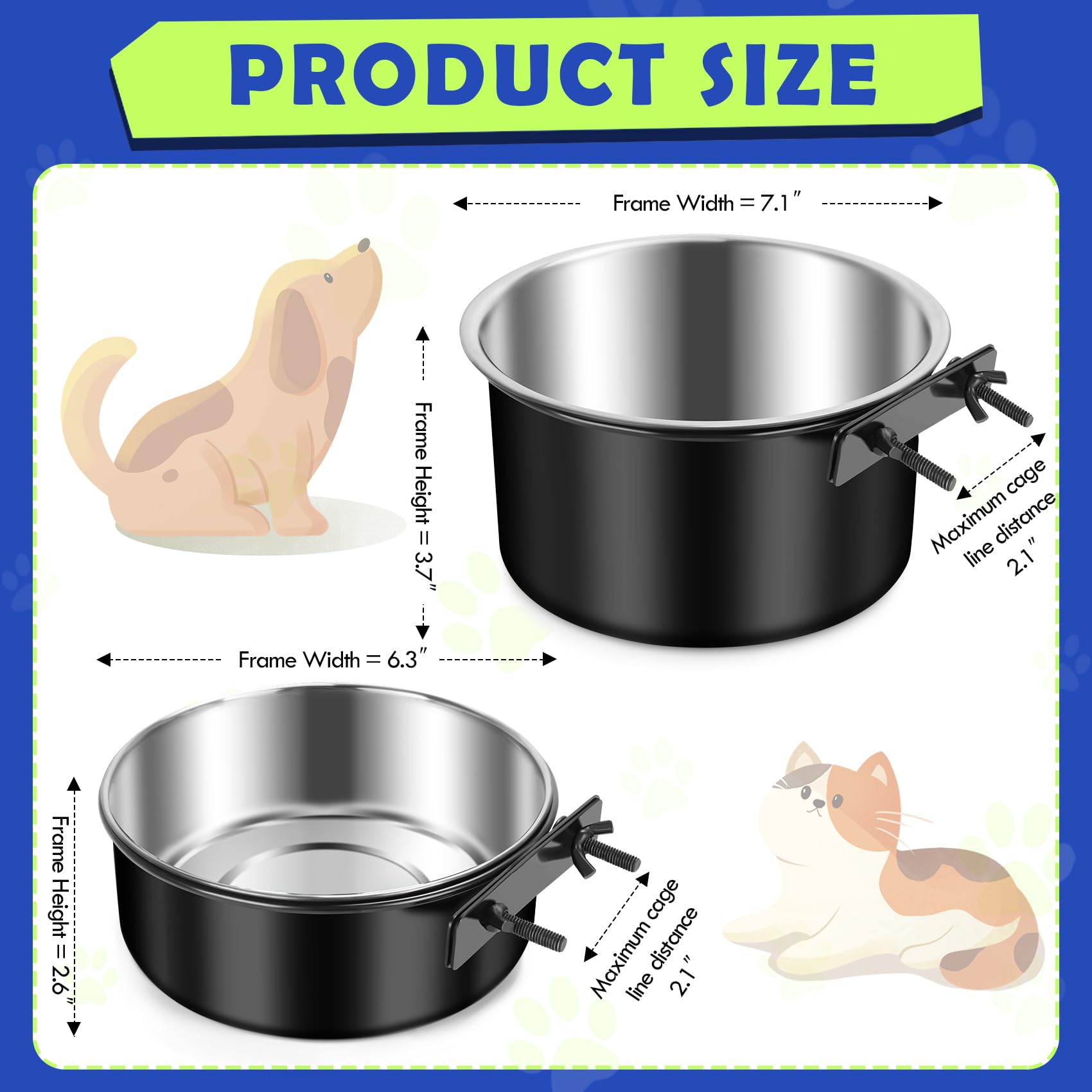ShineMe 40oz kennel bowl hanging suitable for medium dogs.