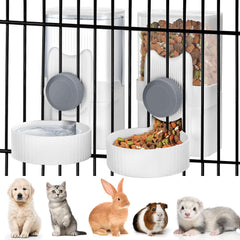 ShineMe automatic feeder gray hanging setup enables hands-free pet meals