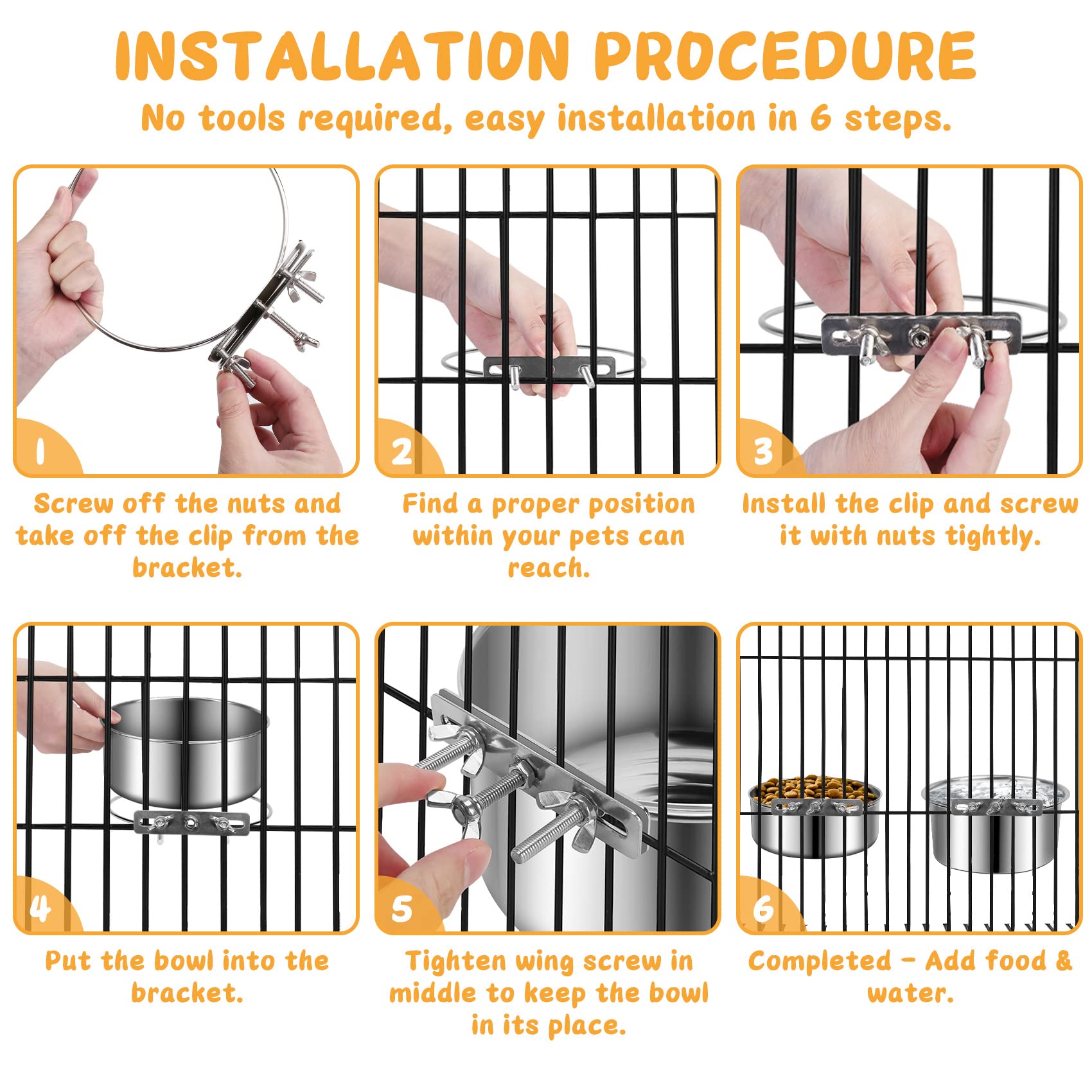 ShineMe bowls with hanging bracket assembly for secure crate placement