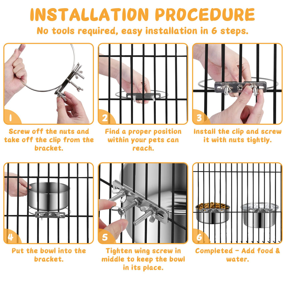 ShineMe bowls with hanging bracket assembly for secure crate placement